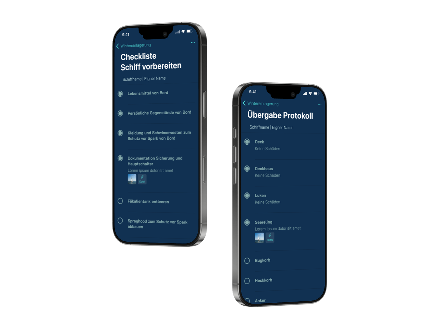 SEARIUS App – Checkliste und Übergabe-Protokoll auf dem iPhone